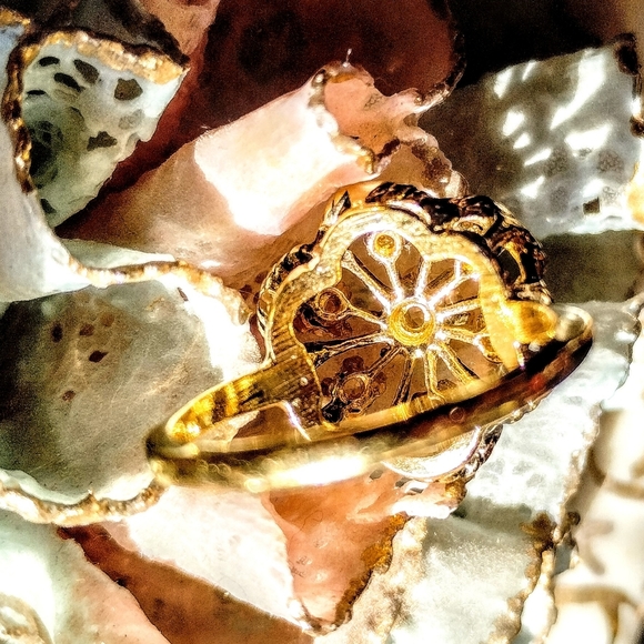 18 kt GOLD plated VINTAGE flower ring - Picture 5 of 7